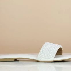 Inc.5 SALE FLAT PEARL MULE - WHITE 8 Inc.5 SALE FLAT PEARL MULE - WHITE