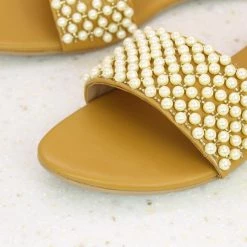 Inc.5 SALE FLAT PEARL MULE - YELLOW