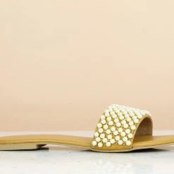 Inc.5 SALE FLAT PEARL MULE - YELLOW