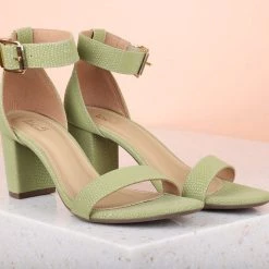 Inc.5 WOMEN ANKLE STRAP BLOCK HEEL-GREEN