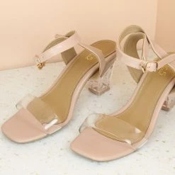 Inc.5 GLASS HEEL ANKLE STRAP SANDAL SALE 9 Inc.5 GLASS HEEL ANKLE STRAP SANDAL SALE