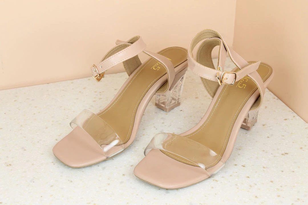 Inc.5 GLASS HEEL ANKLE STRAP SANDAL SALE 6 Inc.5 GLASS HEEL ANKLE STRAP SANDAL SALE