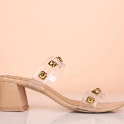 Inc.5 Inc5 BLOCK HEEL STUDDED TRANSPARENT