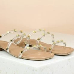 Inc.5 TRANSPARENT STUDDE FLAT SALE