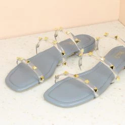 Inc.5 TRANSPARENT STUDDE FLAT SALE