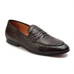 MEN Heel & Buckle London Brown Croc Embossed Loafers