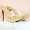 Inc.5 TRANSPARENT MULE CORK HEELED-WHITE
