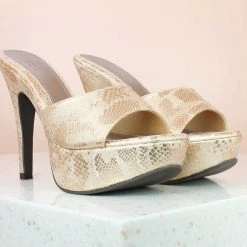 Inc.5 FASHION HIGH HEEL PARTY MULE-GOLD