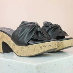 Inc.5 KNOTTED PLATFORM CASUAL MULE-BLACK SALE