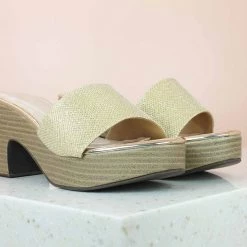 Inc.5 GLITTERY PLATFORM MULES-GOLD