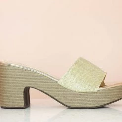Inc.5 GLITTERY PLATFORM MULES-GOLD