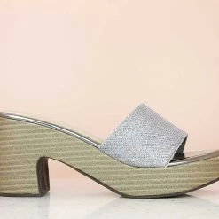 Inc.5 SALE GLITTERY PLATFORM MULES-GUN METAL