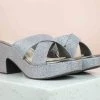 Inc.5 GLITTERY CROSS STRAP PLATFORM MULES-GUN METAL SALE