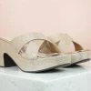 Inc.5 SALE GLITTERY CROSS STRAP PLATFORM MULES-ROSE GOLD