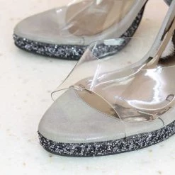 Inc.5 SALE GLITTERY HEEL SANDAL-GUN METAL