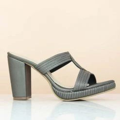 Inc.5 HIGH HEEL MULE-GUN METAL