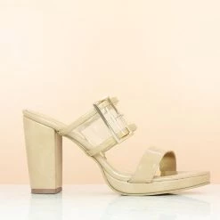 Inc.5 TRANSPARENT DOUBLE STRAP HIGH HEEL MULE-BEIGE SALE