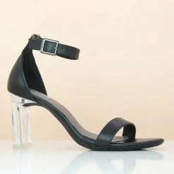Inc.5 GLASS HEEL COUNTER SANDAL-BLACK WOMEN