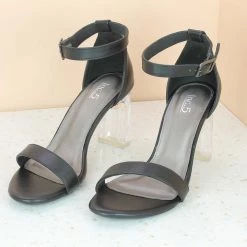 Inc.5 GLASS HEEL COUNTER SANDAL-BLACK WOMEN