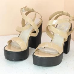 Inc.5 SALE BLOCK HIGH HEEL SANDAL-BEIGE