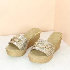Inc.5 SALE PLATFORM PU CASUAL MULE-ANTIQUE GOLD