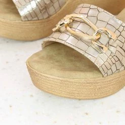 Inc.5 SALE PLATFORM PU CASUAL MULE-ANTIQUE GOLD