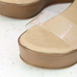 Inc.5 DOUBLE STRAP TRANSPARENT PLATFROM-ROSE GOLD SALE