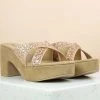 Inc.5 GLITTERED BLOCK HEEL MULE-BEIGE SALE