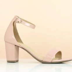 Inc.5 PATTENT BLOCK COUNTER SANDAL-PEACH WOMEN