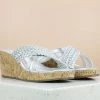 Inc.5 WOVEN PLATFORM MULE-SILVER