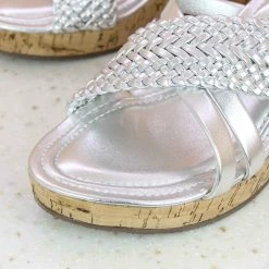 Inc.5 WOVEN PLATFORM MULE-SILVER