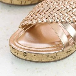 Inc.5 WOVEN STRAP HARD CASUAL PLATFORM-ROSE GOLD