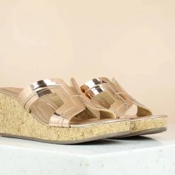 Inc.5 CORK COVERED PLATFORM MULE-ROSE GOLD