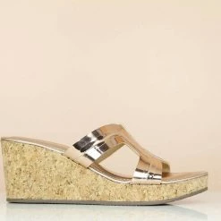 Inc.5 CORK COVERED PLATFORM MULE-ROSE GOLD
