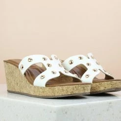 Inc.5 SALE STUDDE PLATFORM MULE-WHITE