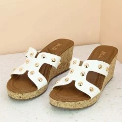 Inc.5 SALE STUDDE PLATFORM MULE-WHITE