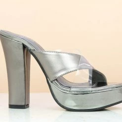 Inc.5 HIGH HEEL CROSS STRAP - GUN METAL