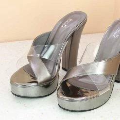 Inc.5 HIGH HEEL CROSS STRAP - GUN METAL