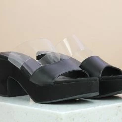 Inc.5 SALE BLOCK HEEL TRANSPARENT HEEL - BLACK