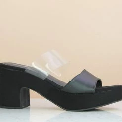 Inc.5 SALE BLOCK HEEL TRANSPARENT HEEL - BLACK