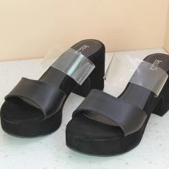 Inc.5 SALE BLOCK HEEL TRANSPARENT HEEL - BLACK