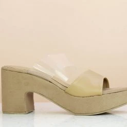Inc.5 BLOCK HEEL TRANSPARENT HEEL - BEIGE SALE
