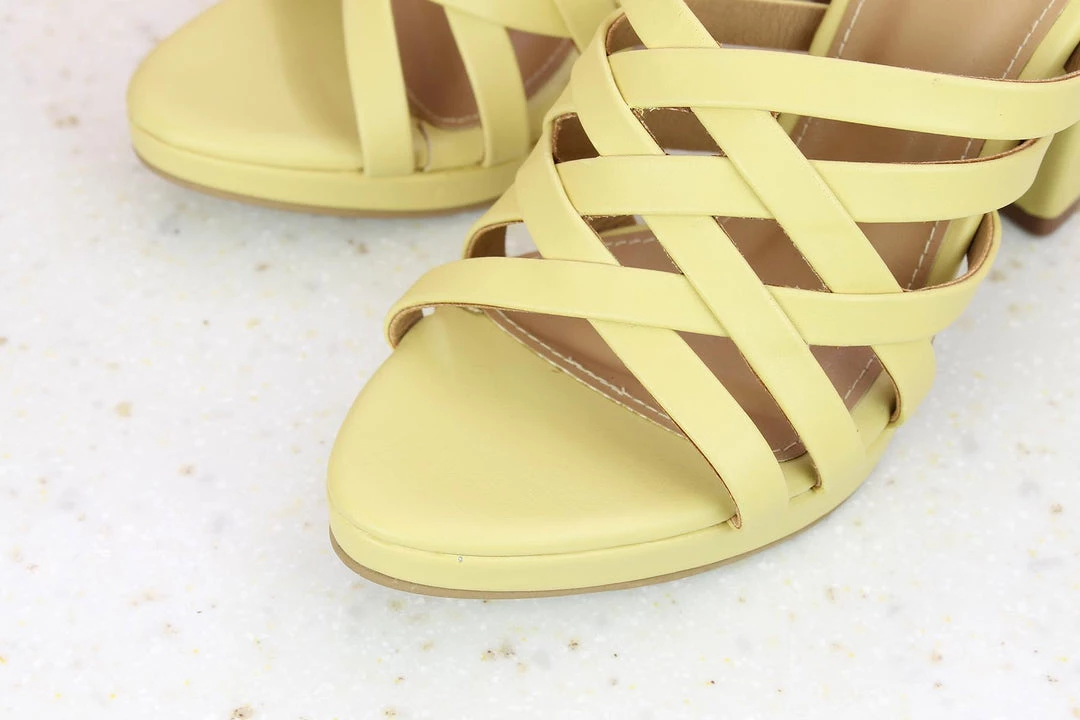 Inc.5 STRAPY HIGH HEEL MULE - YELLOW SALE 4 Inc.5 STRAPY HIGH HEEL MULE - YELLOW SALE