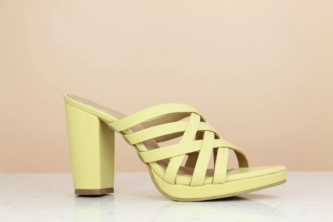 Inc.5 STRAPY HIGH HEEL MULE - YELLOW SALE 5 Inc.5 STRAPY HIGH HEEL MULE - YELLOW SALE