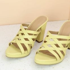 Inc.5 STRAPY HIGH HEEL MULE - YELLOW SALE 9 Inc.5 STRAPY HIGH HEEL MULE - YELLOW SALE