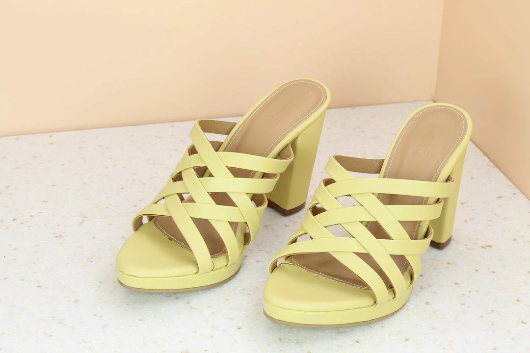 Inc.5 STRAPY HIGH HEEL MULE - YELLOW SALE 6 Inc.5 STRAPY HIGH HEEL MULE - YELLOW SALE