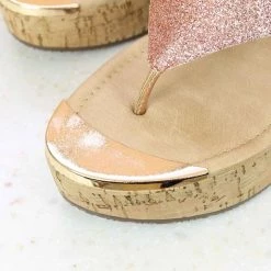 Inc.5 GLITTERED PLATFORM THONG - ROSE GOLD