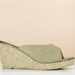 Inc.5 GLITTERED CORK COVERED PLATFORM - ANTIQUE GOLD