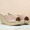 Inc.5 Mules GLITTERED CORK COVERED PLATFORM - ROSE GOLD