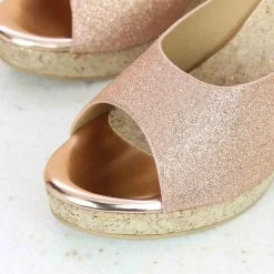 Inc.5 Mules GLITTERED CORK COVERED PLATFORM - ROSE GOLD